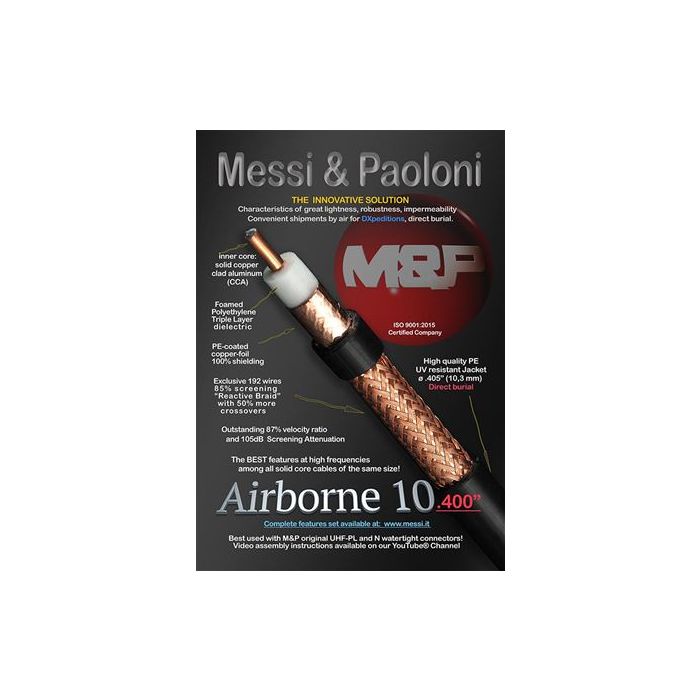 Messi & Paoloni Airborne 10 Premium .400" Coax Cable - Custom Length (per foot)