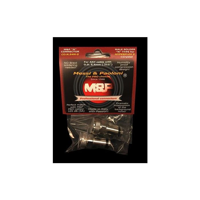 Messi & Paoloni N Male Solder Enhanced Connector for 5.4mm / .212" cables (2-Pack)