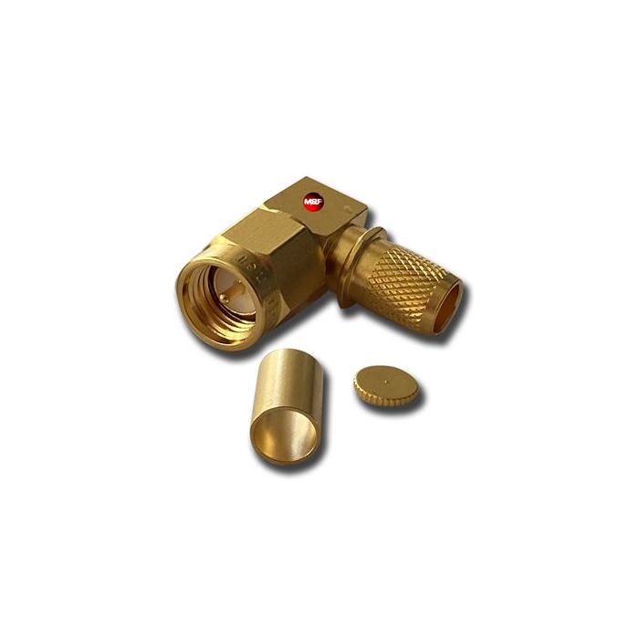 Messi & Paoloni SMA Male Right Angle Crimp / Solder Connector for 5.4mm / .212" cables