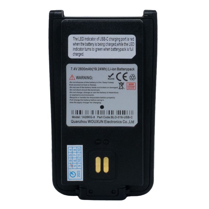Wouxun 2600mAh USB-C Battery Pack for KG-905G/KG-935/KG-UV8H/KG-UVN1