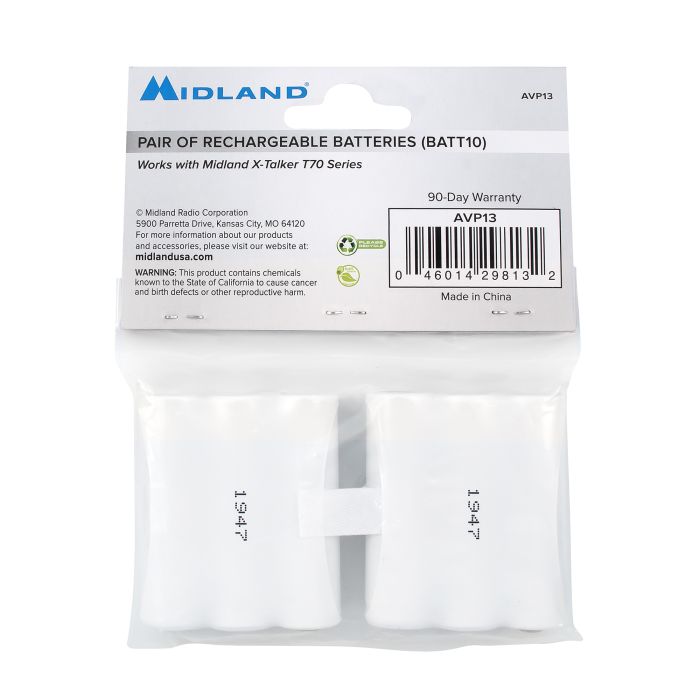 Midland Rechargeable Batteries For T70 Series (2-Pack / AVP13)