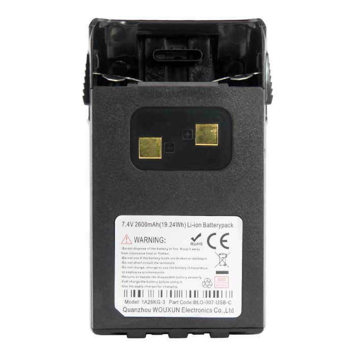 Wouxun Lithium Ion 2600mAh Battery w/ USB-C for KG-805 KG-824B / KG-826B / KG-UVD1P / KG-UV6D