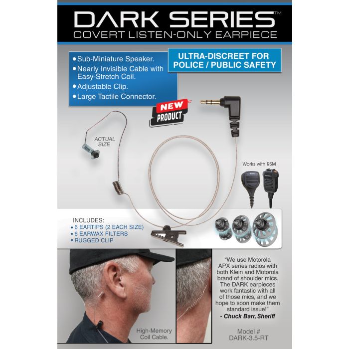 Klein DARK Series Covert Listen-Only Earpiece