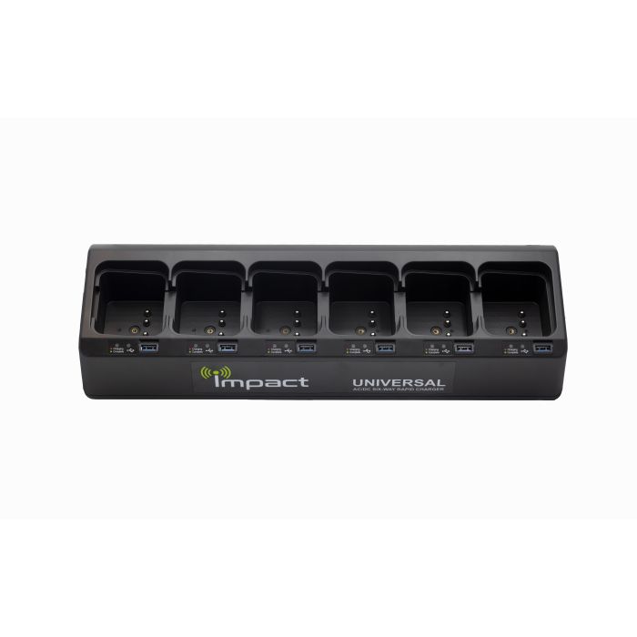 Impact IMPC-6AC/DC 6 Bank Universal Rapid Two-Way Radio Battery Charger With USB