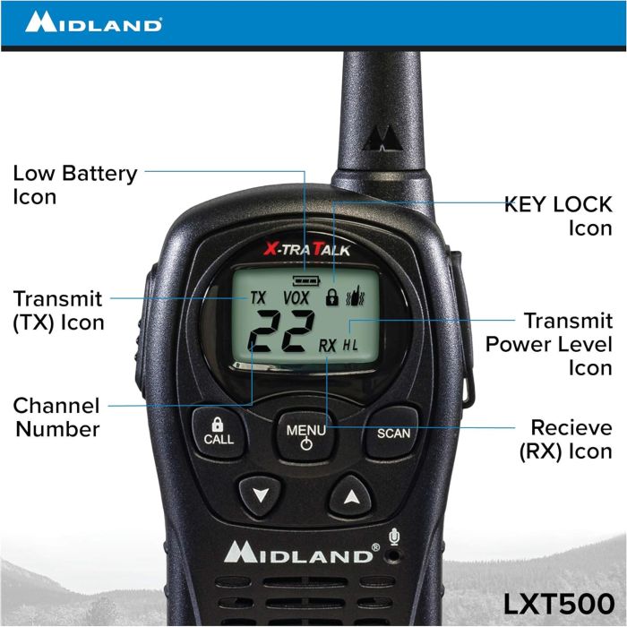 Midland LXT500VP3 Two Way Radios With Charger