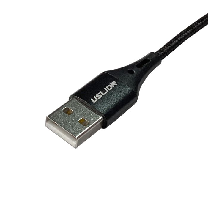 USLION Fast Charging 3A Braided USB-C to USB-A cable - 1 meter, black