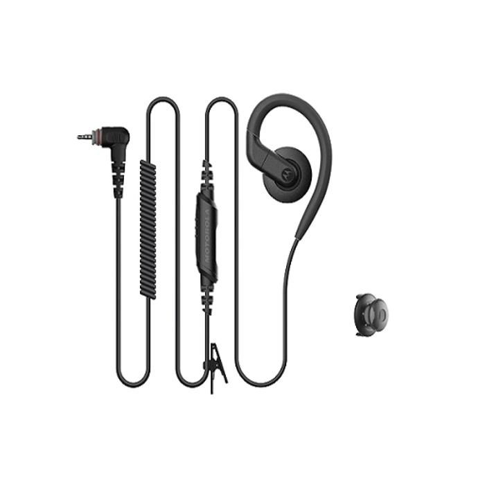 Motorola 1-Wire Swivel Earpiece with Inline PTT and Coil Cord for Curve Series Radios - PMLN8311