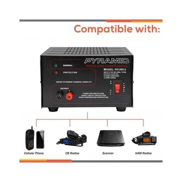 Pyramid PS12KX Bench Power Supply AC-to-DC Power Converter (10 Amp)