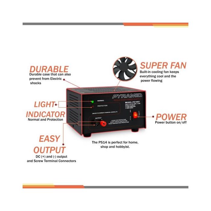 Pyramid PS14KX Bench Power Supply AC-to-DC Power Converter (12 Amp)