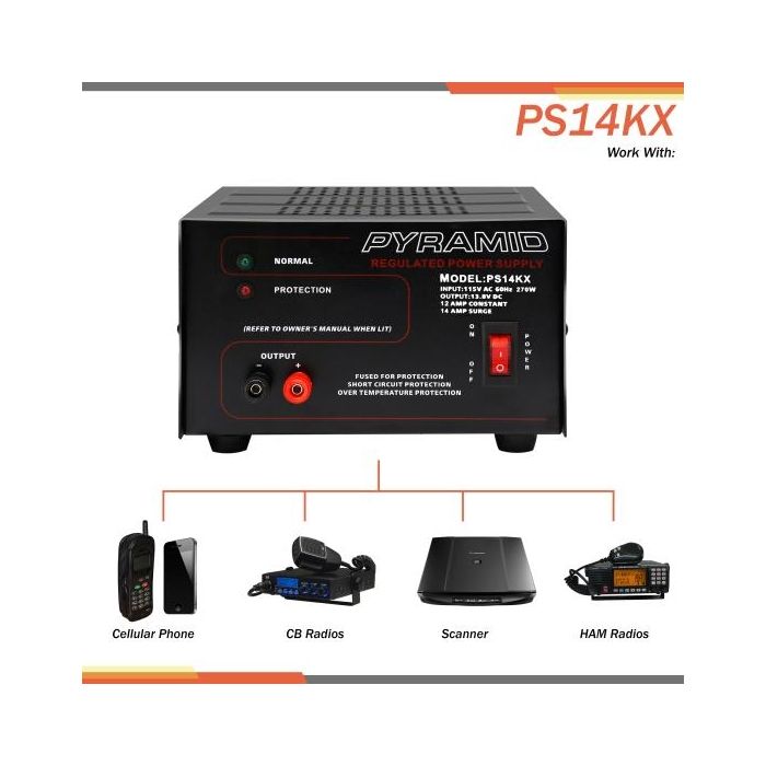 Pyramid PS14KX Bench Power Supply AC-to-DC Power Converter (12 Amp)